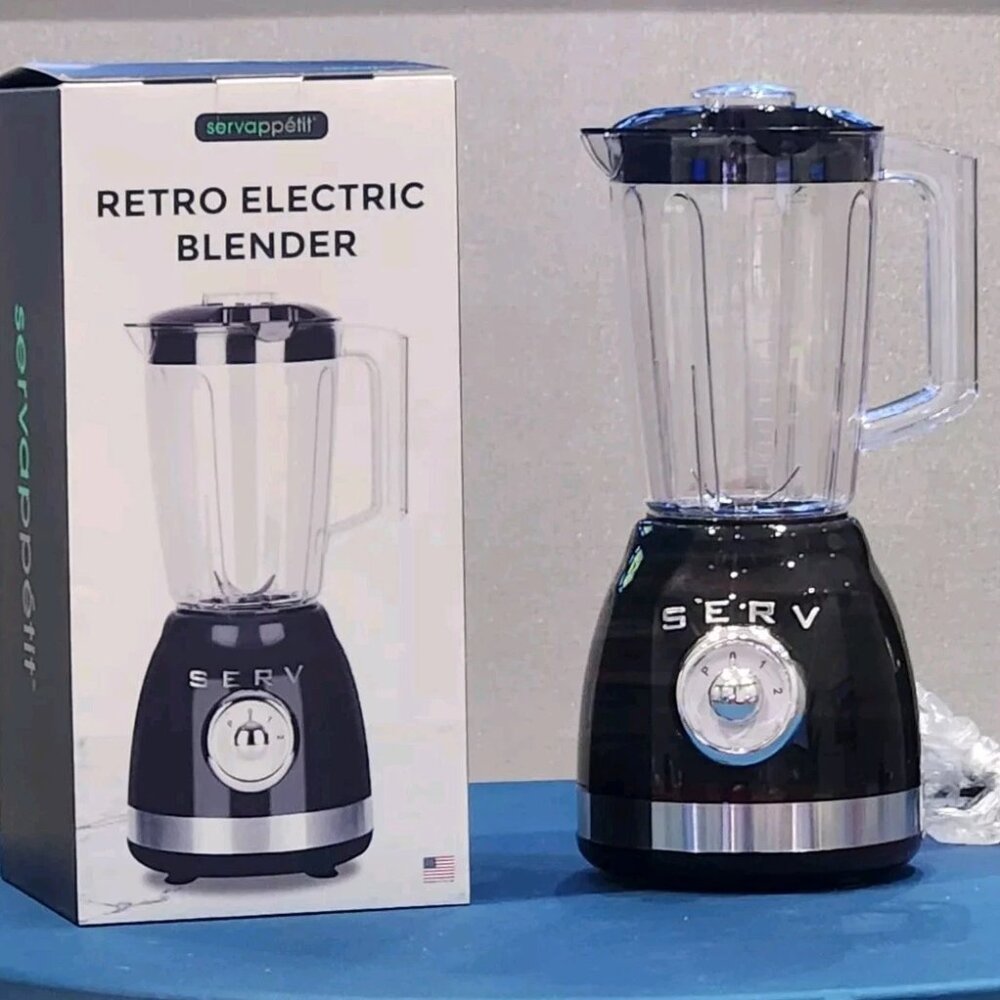 Servappetit Black Retro Blender with Silver Accents